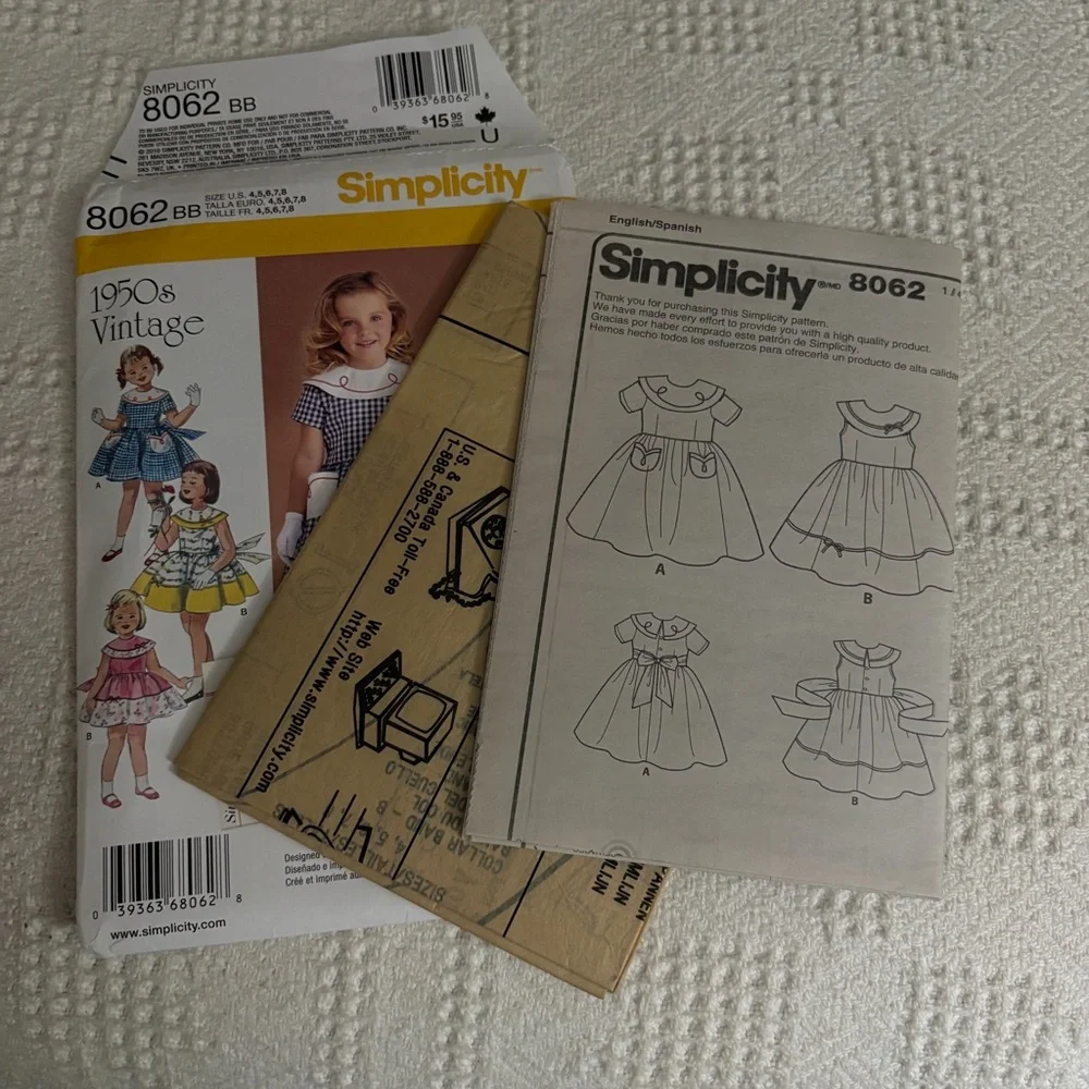 Simplicity Pattern 8062 BB Remake for Girl’s Vintage 1950s Dress.
